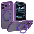Magnetic Phone Case with 360-Degree Rotating Stand, Airbag Anti-Drop Silicone Protective Cover - Orange