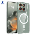 Magnetic Transparent Case for Motorola Edge and Moto G Series, Acrylic TPU Shockproof Anti-Fingerprint Phone Cover