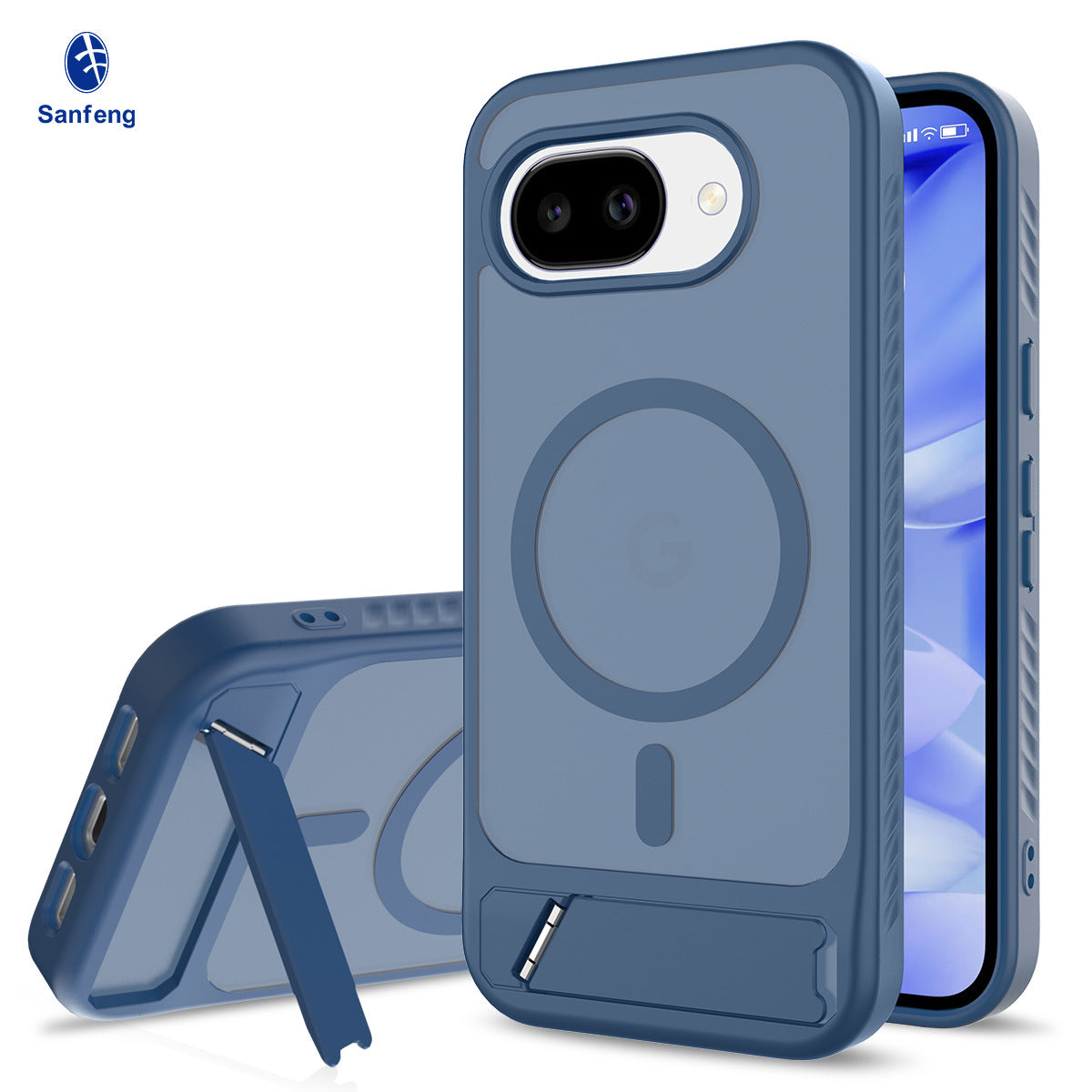 Magnetic Kickstand Phone Case, Frosted Matte 2-in-1 TPU+PC Shockproof Protective Cover with Invisible Bracket and Anti-Fingerprint Finish