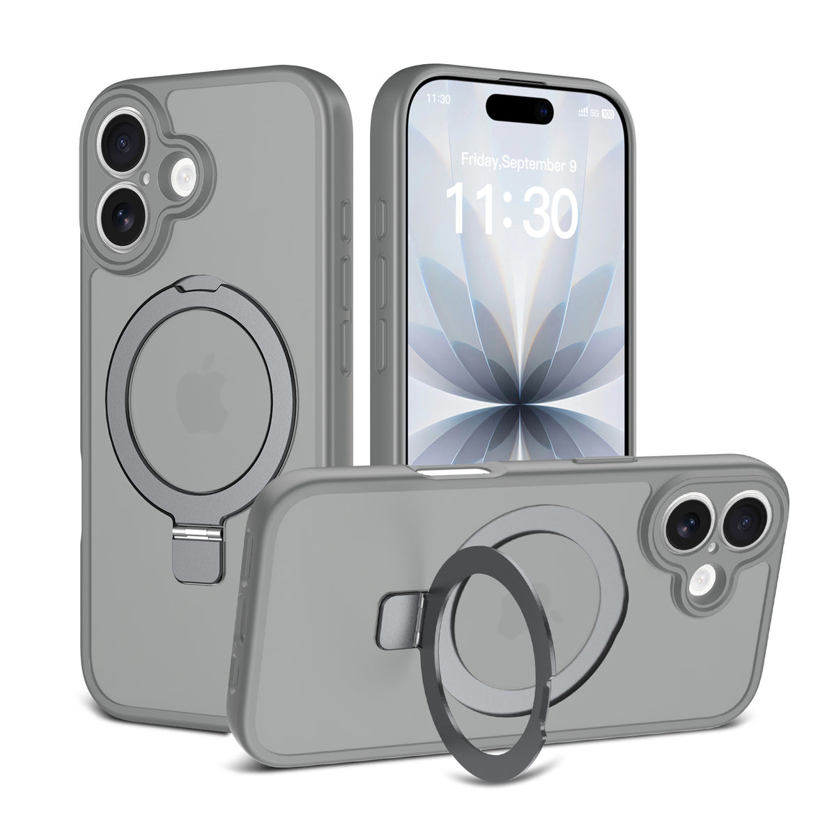Magnetic Skin-Feel TPU Phone Case with Built-in Kickstand and Airbag Holder, Anti-Fingerprint Protective Cover Compatible with iPhone 17 Air