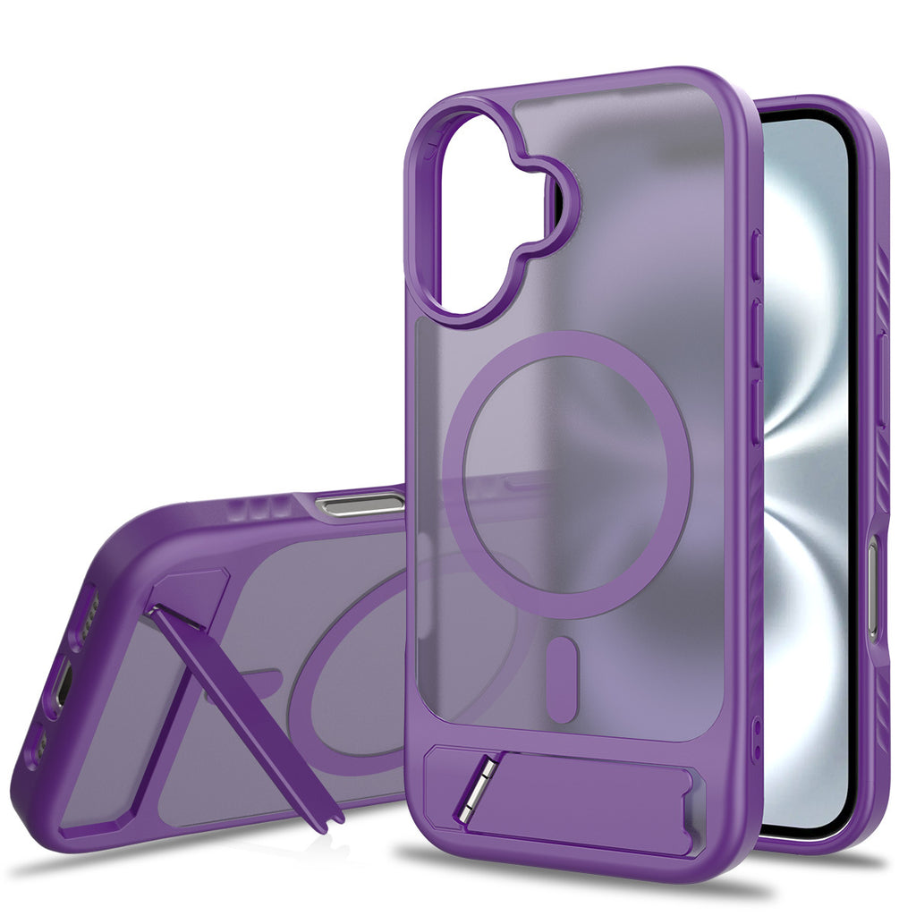 Sanfeng Magnetic Phone Case with Invisible Stand for iPhone 16 15 14 13 12 Pro Max, Frosted TPU Anti-Drop Protective Cover