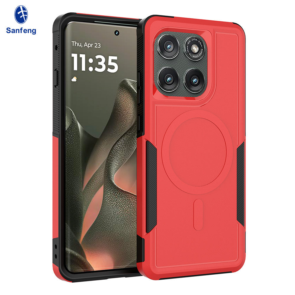 Sanfeng Magnetic 2-in-1 Anti-Drop Phone Case for Motorola Moto 2025 Edge 50 Pro Ultra G Play Power TPU+PC Protective Cover