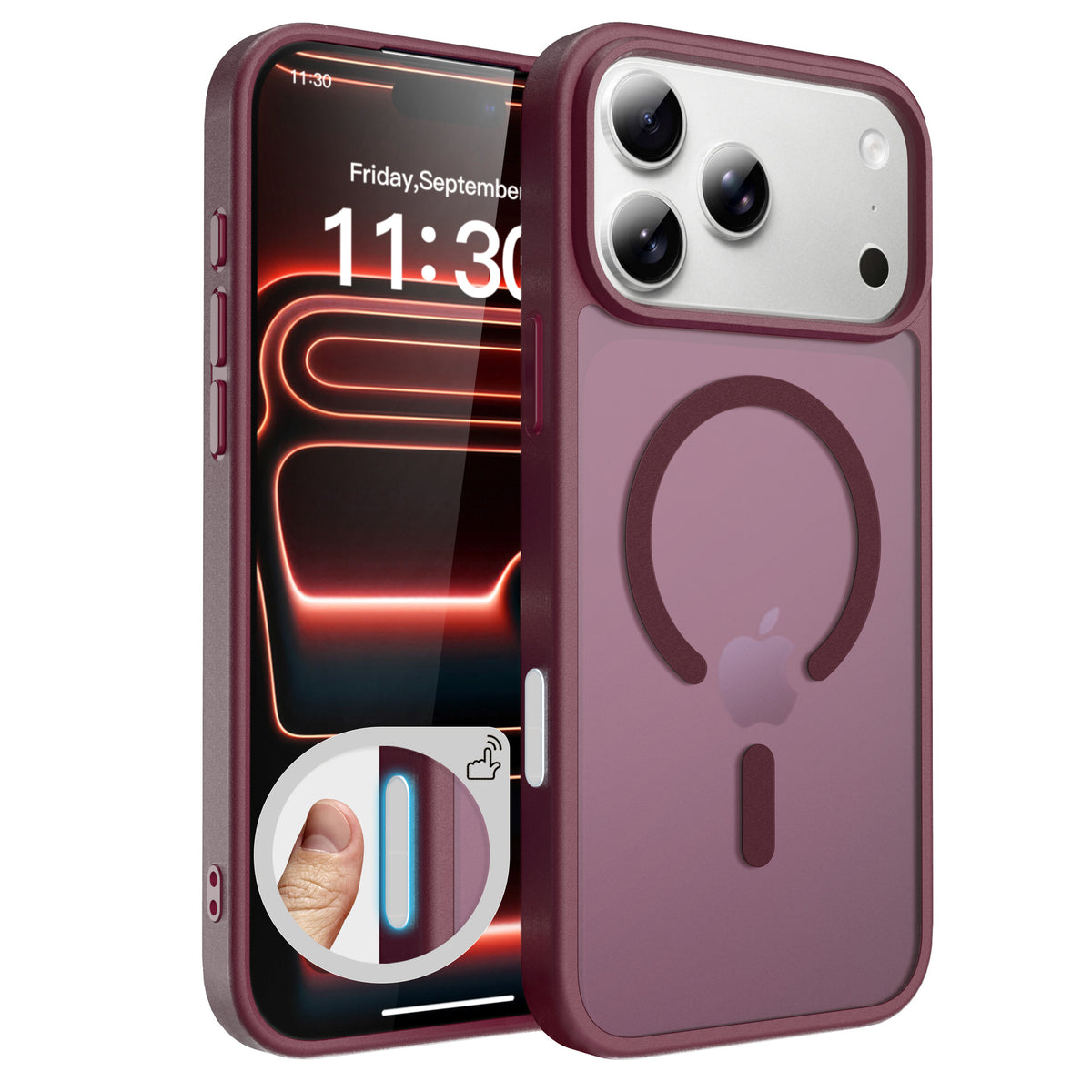 Sanfeng Skin-Feel Magnetic TPU Phone Case with Smart Button Cover, Anti-Fall Protective Slim Back Shell Compatible with iPhone 17 Air