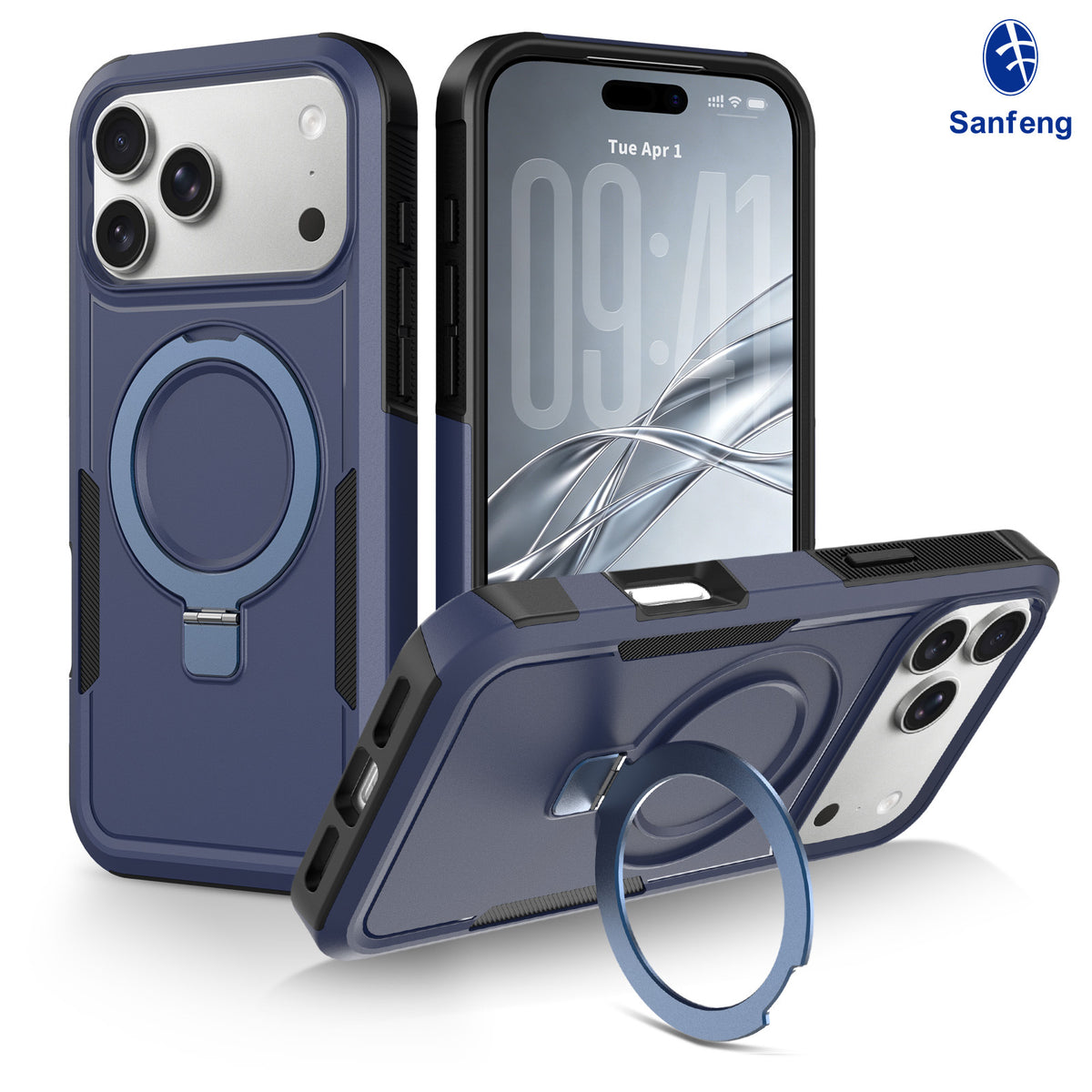 Magnetic Rotating Stand Case for iPhone 15 16 17 18 Pro Max, 2mm TPU Anti-Fall Protective Cover with Invisible Kickstand