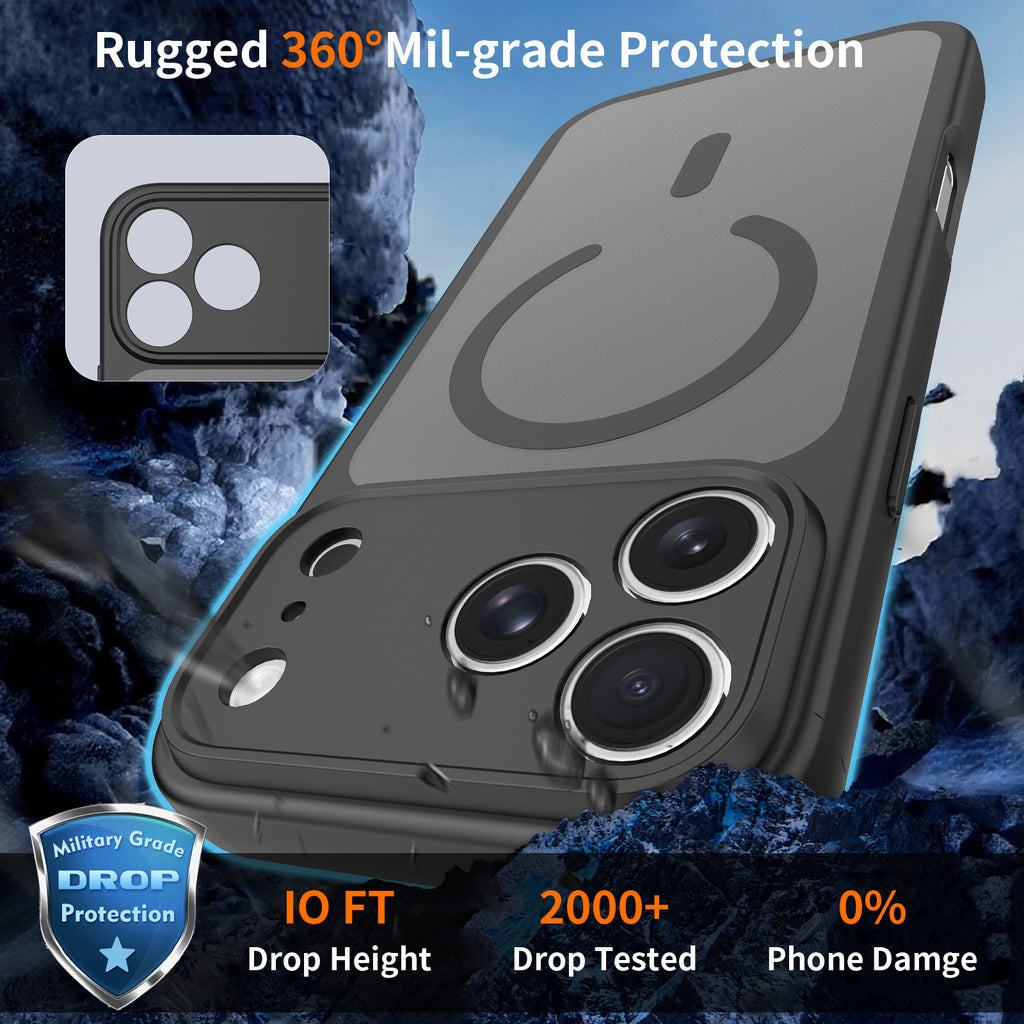 Magnetic Shockproof TPU Phone Case with Skin-Like Texture and Full Lens Protection for iPhone