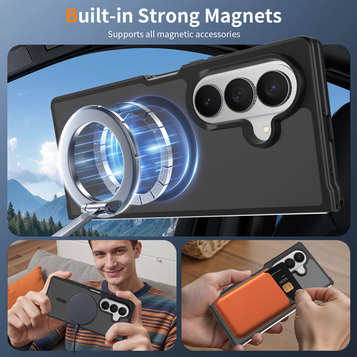Magnetic Folding Phone Case for Samsung Galaxy Z Fold 7 / Z Fold 8, Skin-Feel Matte TPU Anti-Drop Protective Cover