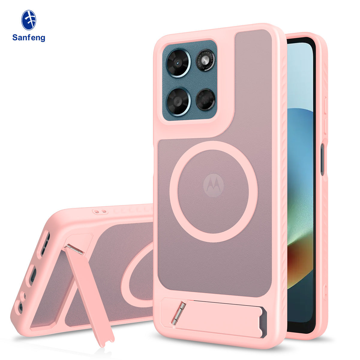 Magnetic 2-in-1 Phone Case with Kickstand for Motorola Moto Series, Anti-Slip Anti-Fingerprint Silicone Protective Cover
