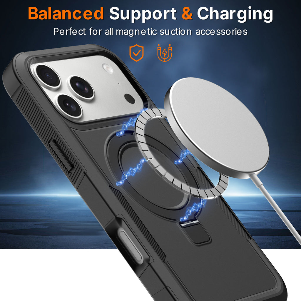 Sanfeng Magnetic Silicone Phone Case with Invisible Kickstand, Anti-Drop Protective Cover for iPhone