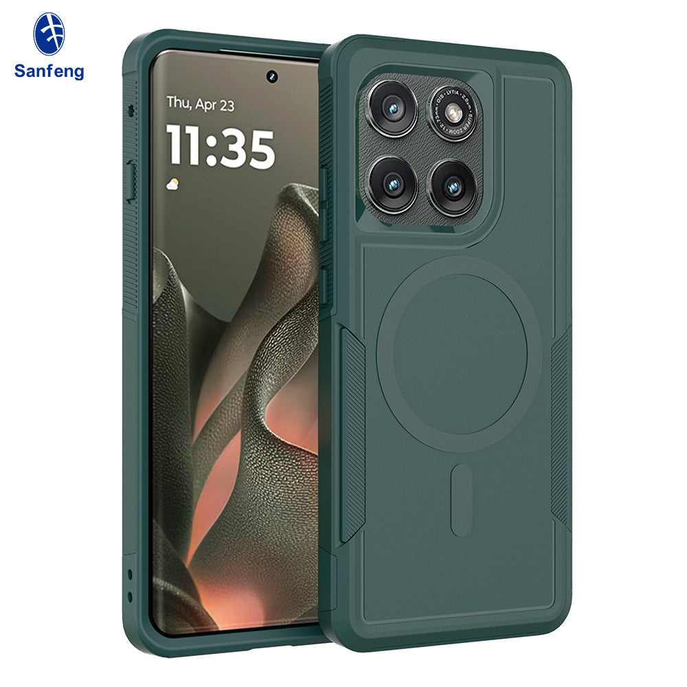 Sanfeng Magnetic 2-in-1 Anti-Drop Phone Case for Motorola Moto 2025 Edge 50 Pro Ultra G Play Power TPU+PC Protective Cover
