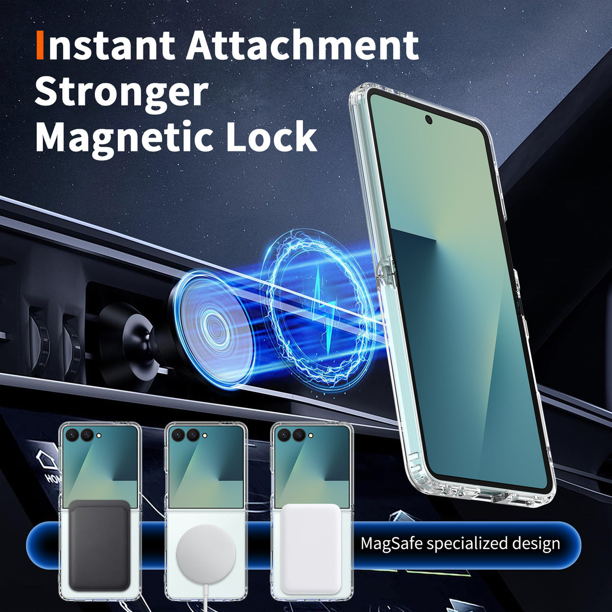 Clear Magnetic Protective Case Compatible with Samsung Galaxy Z Flip and Fold Series, Anti-Fall TPU Transparent Folding Phone Cover