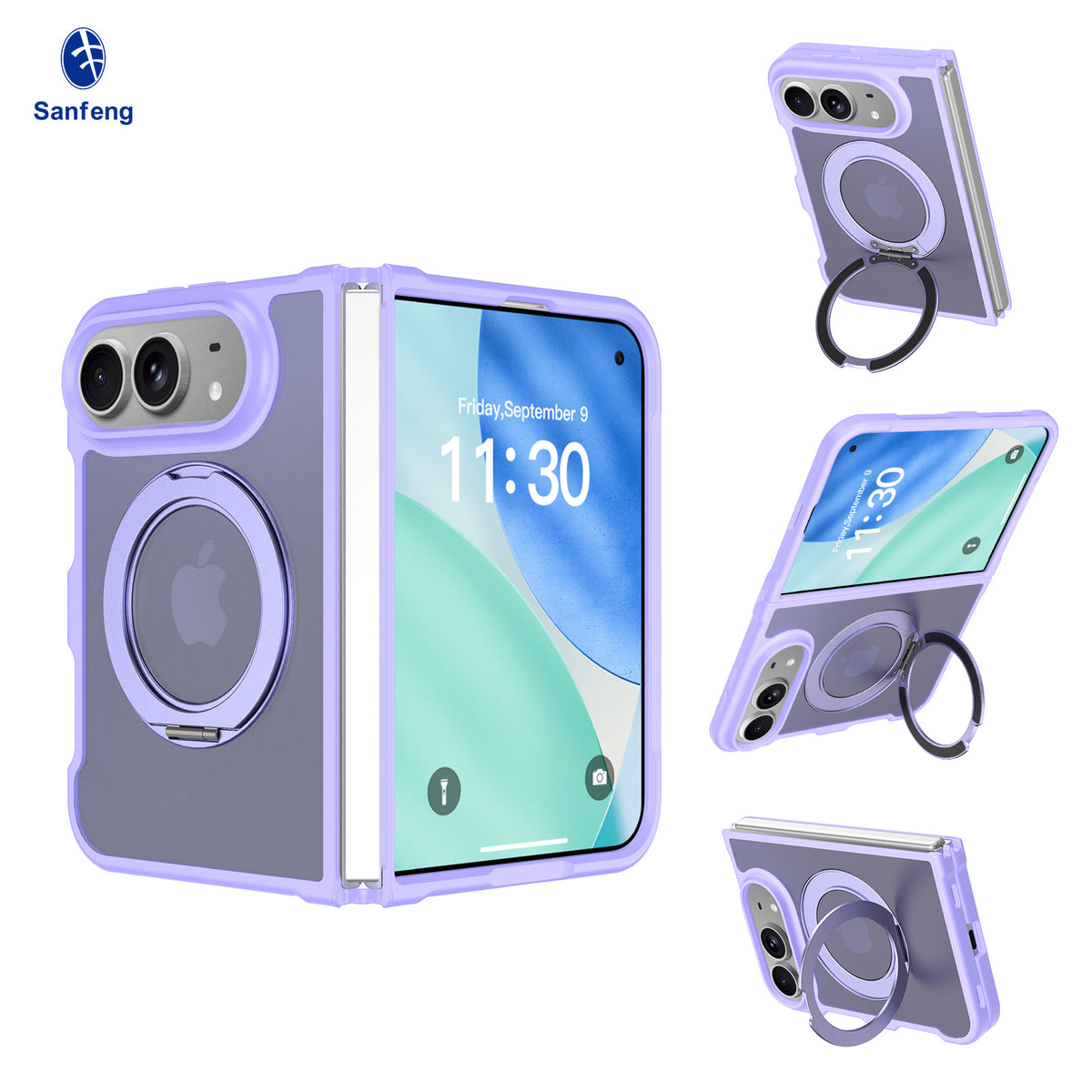 Magnetic Folding Phone Case for iPhone 18 Fold Duo, Skin-Feel TPU Protective Cover with Stand