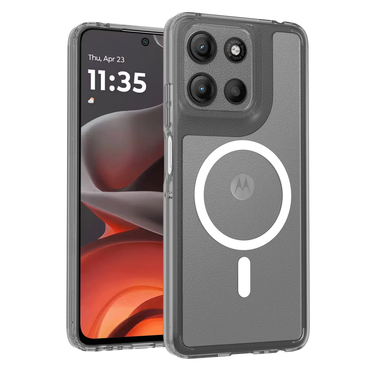 Magnetic Transparent Shockproof Case for Motorola Edge & Moto G Series, PC+TPU Anti-Fingerprint Protective Clear Cover