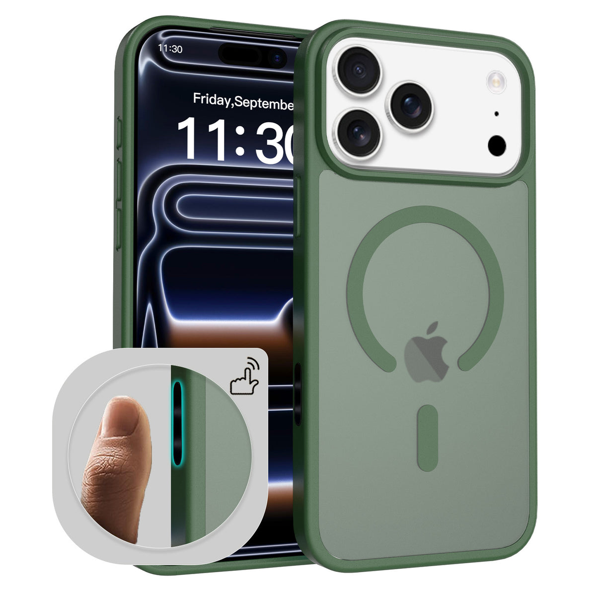 Sanfeng Skin-Feel Magnetic TPU Phone Case with Smart Button Cover, Anti-Fall Protective Slim Back Shell Compatible with iPhone 17 Air
