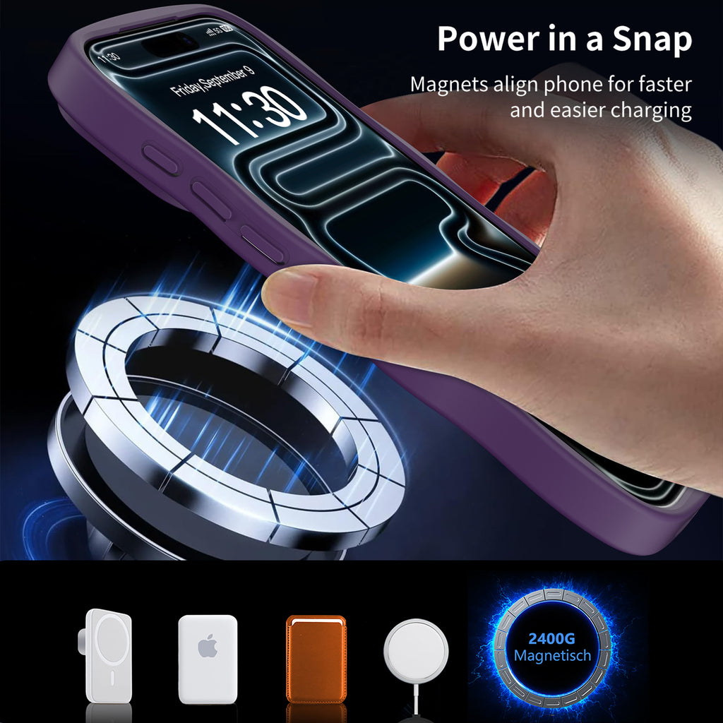 Sanfeng Magnetic Skin-Feel TPU Phone Case, Minimalist Anti-Drop Protective Shockproof Cover Compatible with iPhone