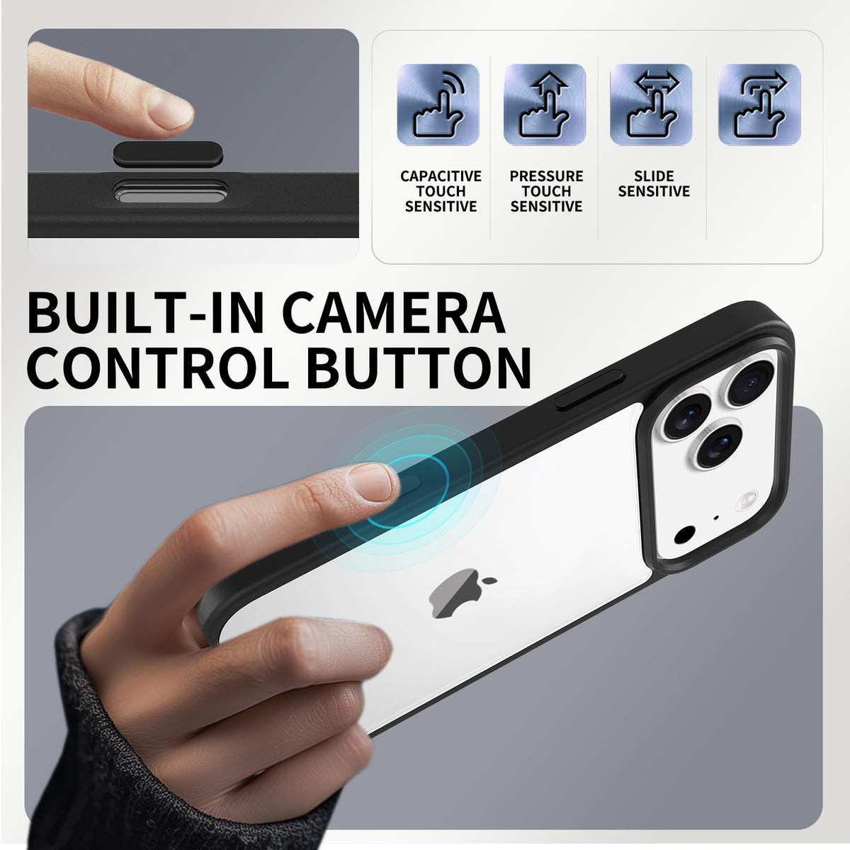 Clear Frosted TPU Shockproof Phone Case with Magnetic Feature for iPhone Series, Anti-Fingerprint Protective Cover