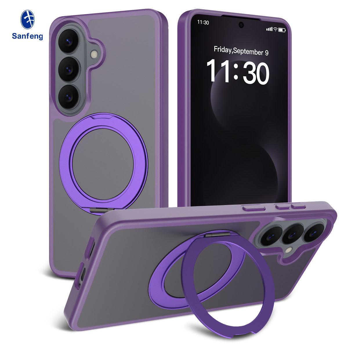 Magnetic Rotating Stand Case for Samsung Galaxy S25 S24 S23 Series, Frosted PC + TPU Anti-Drop Protective Cover