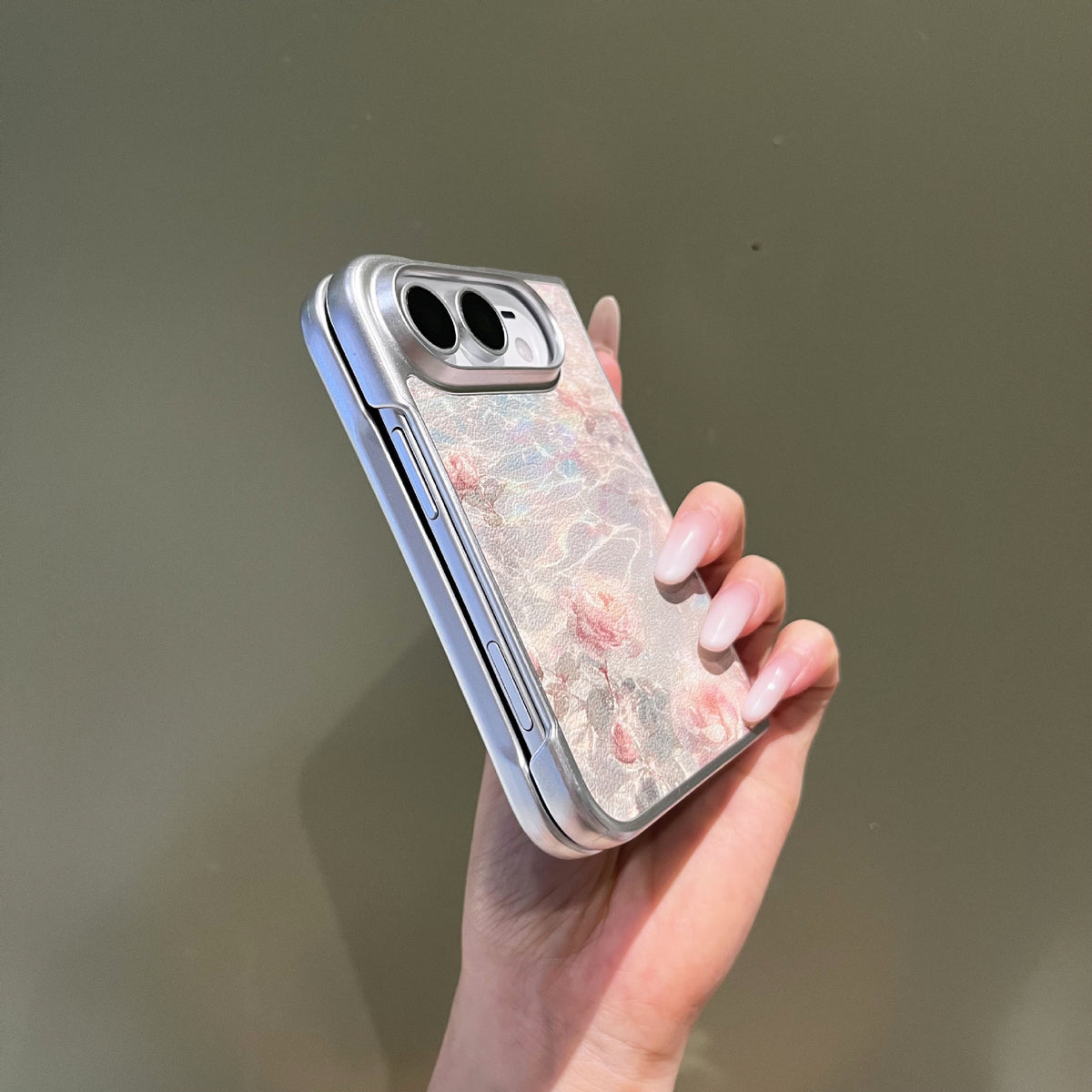 Ins-Style Floral Phone Case Compatible with iPhone, Oil Painting Moon Flowers Matte PC Protective Cover