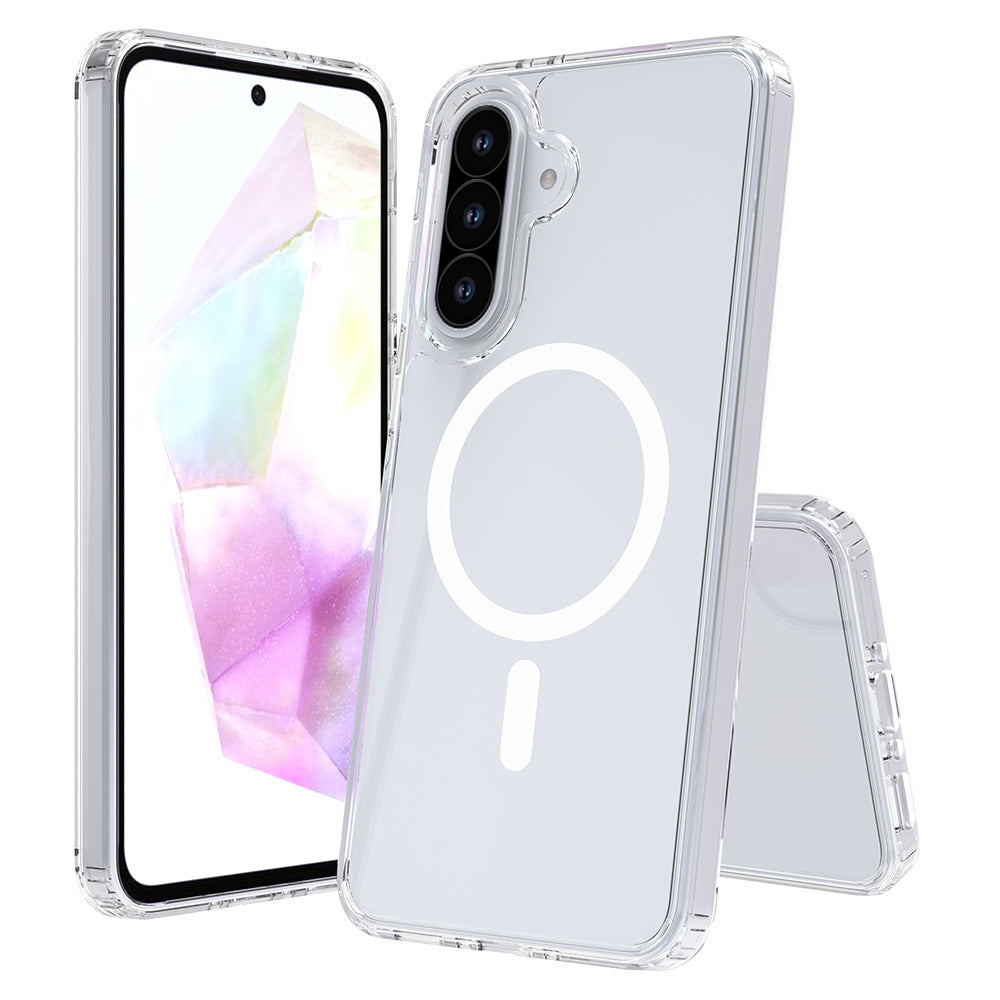 Magnetic Clear Phone Case for Samsung Galaxy S25 S24 S22 Ultra Plus A56 A36 A16, Anti-Scratch Shockproof Acrylic TPU Hybrid Protective Cover