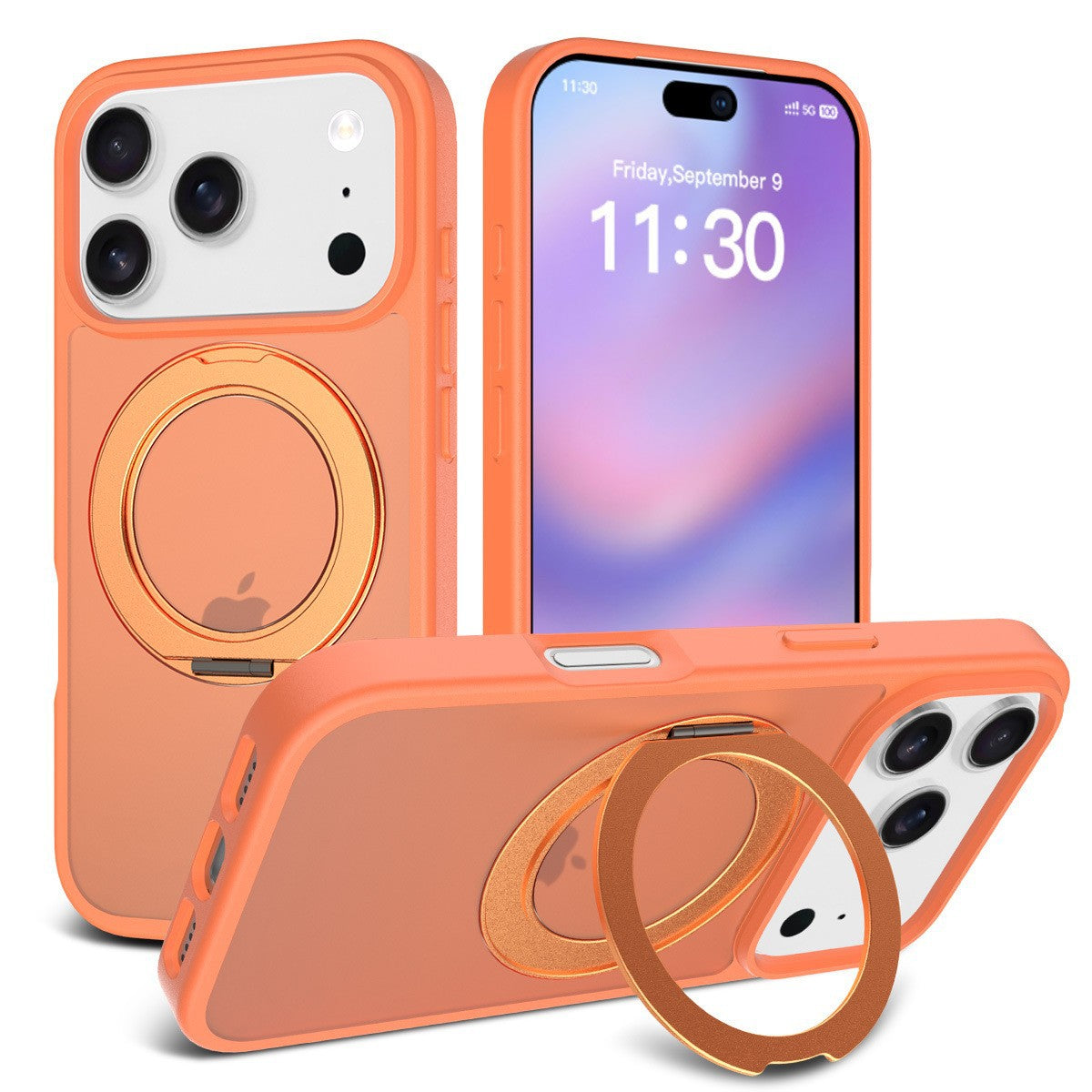 Magnetic Matte Translucent Case with Rotating Invisible Stand for iPhone 17/16/15 Series, Shockproof TPU Protective Cover