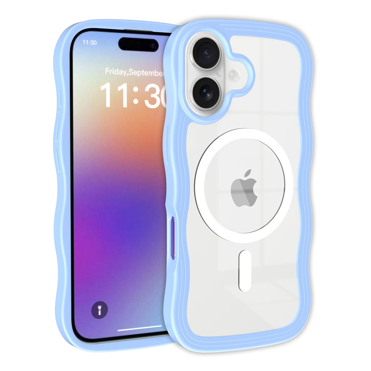 Magnetic Wave Edge Transparent Phone Case for iPhone 16 15 14 Pro Max TPU Shockproof Protective Cover