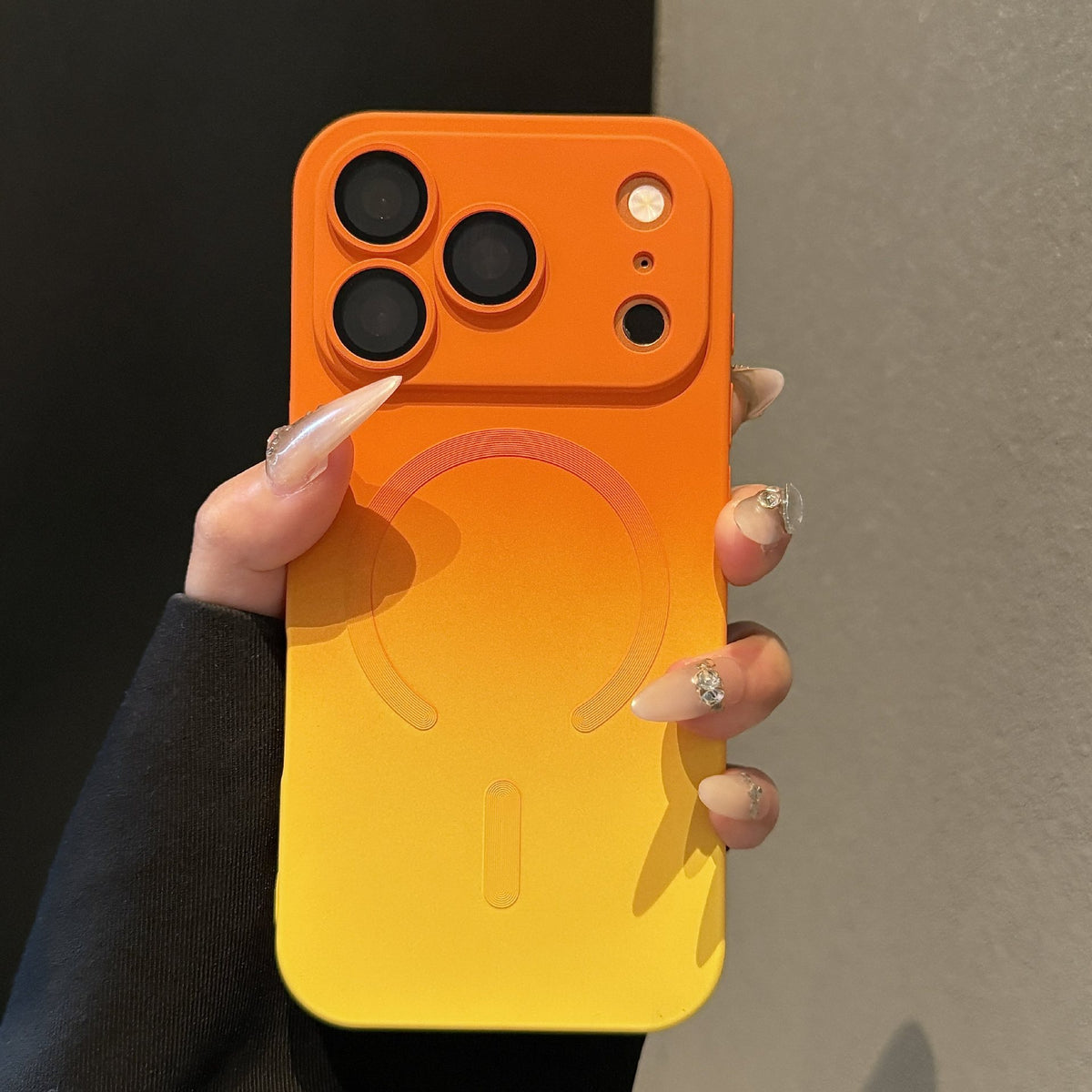 Luxury Gradient Magnetic Phone Case with Built-in Camera Lens Protector & Kickstand for iPhone 17 16 15 14 13 12 Pro Max, Soft Silicone Shockproof Cover