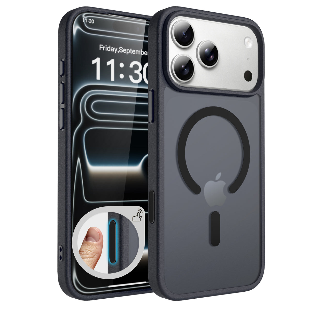 Sanfeng Magnetic Translucent Matte Anti-Fall TPU Phone Case Compatible with Apple iPhone