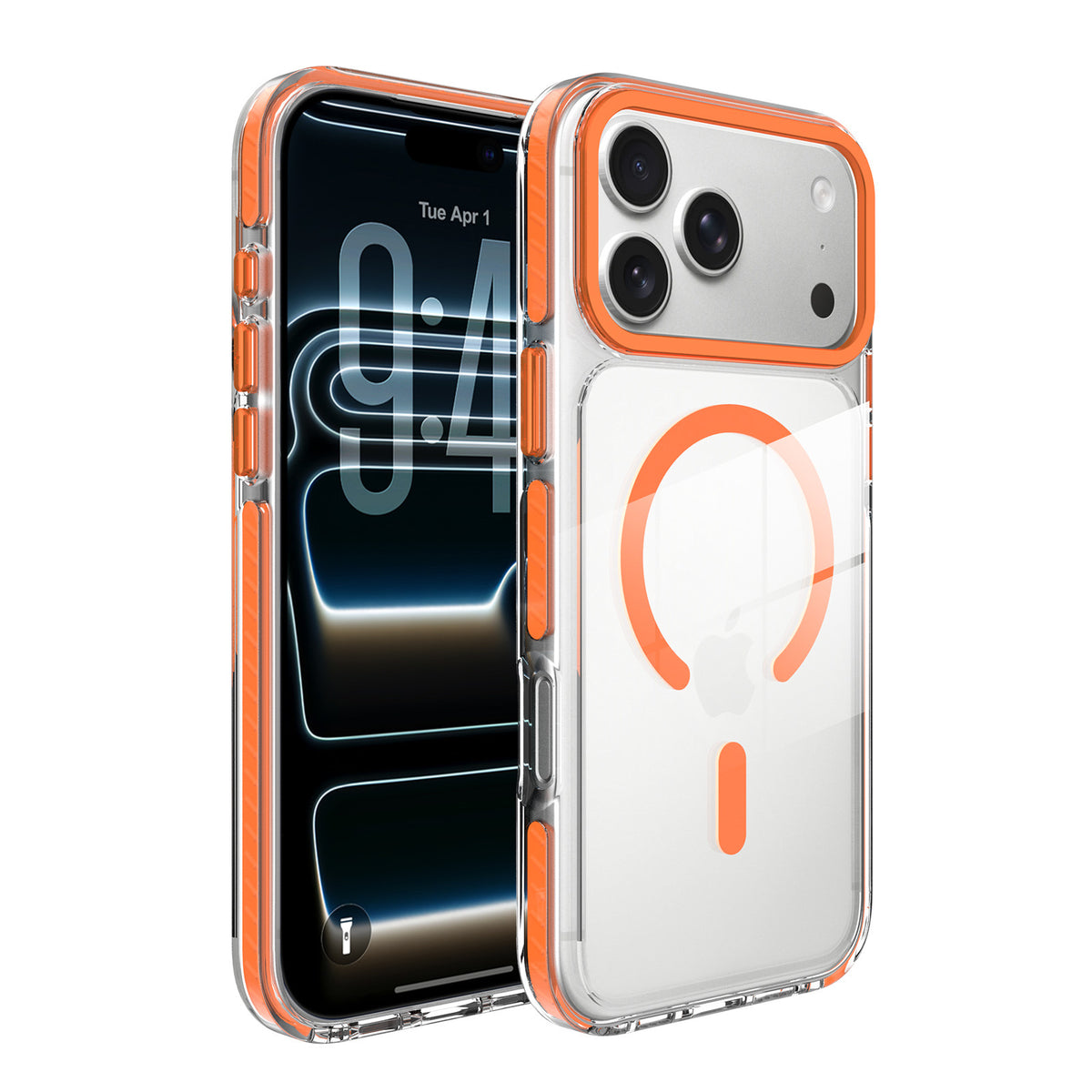 Sanfeng Transparent Shockproof Phone Case for iPhone, Dual-Color Clear Silicone Anti-Fingerprint Protective Cover
