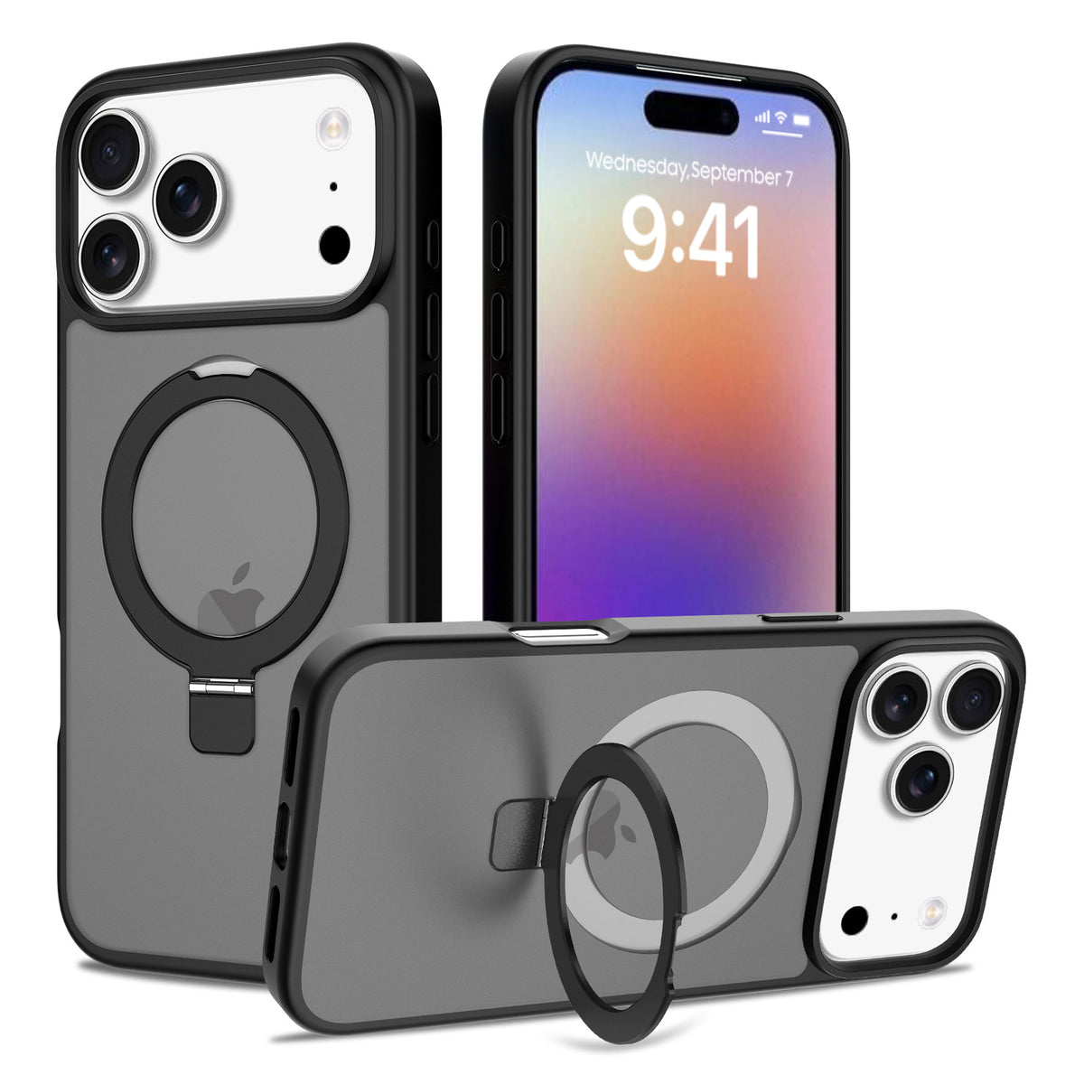 Magnetic Matte Phone Case with Invisible Kickstand for iPhone 16 & 17 Series, Shockproof TPU Protective Cover