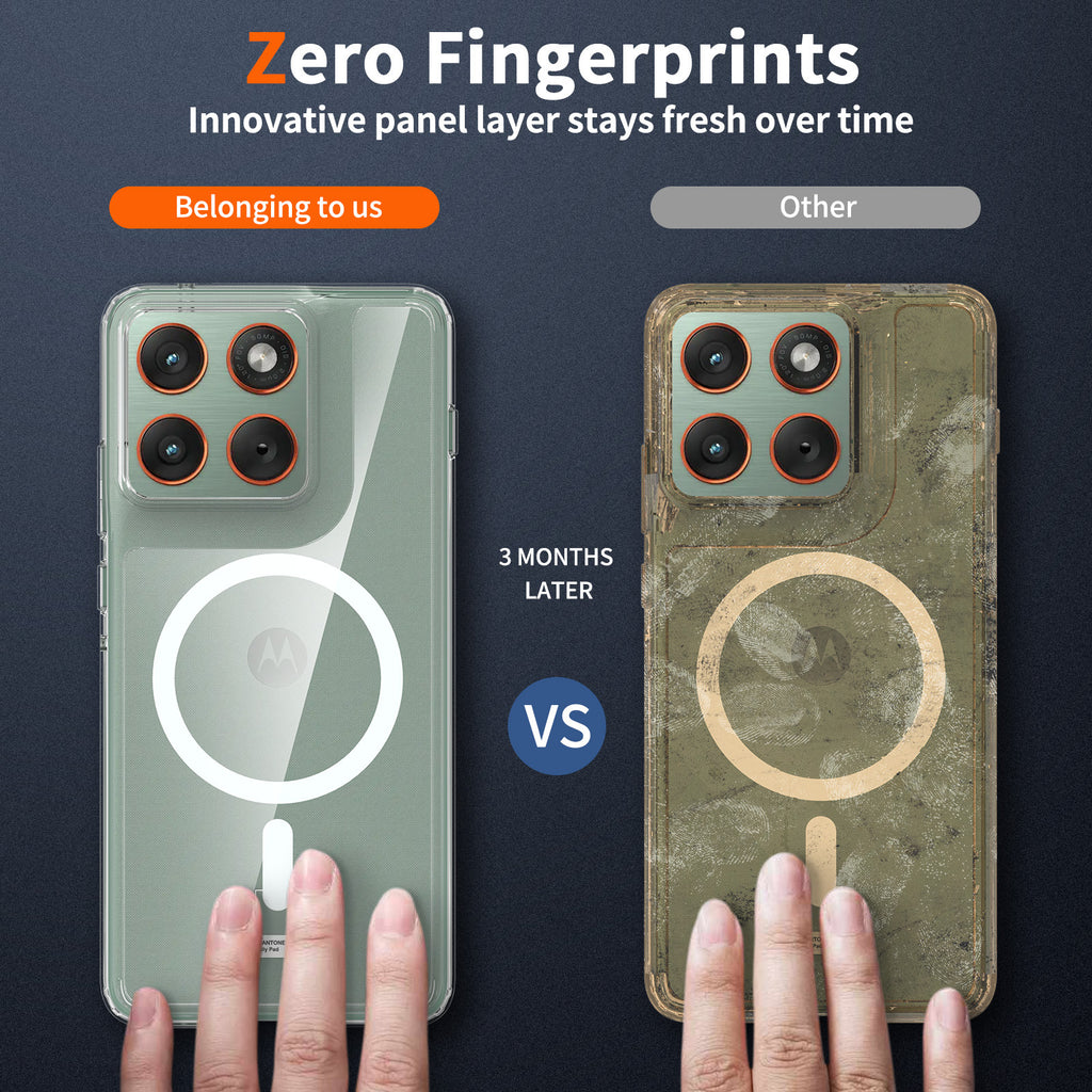 Magnetic Transparent Case for Motorola Edge and Moto G Series, Acrylic TPU Shockproof Anti-Fingerprint Phone Cover