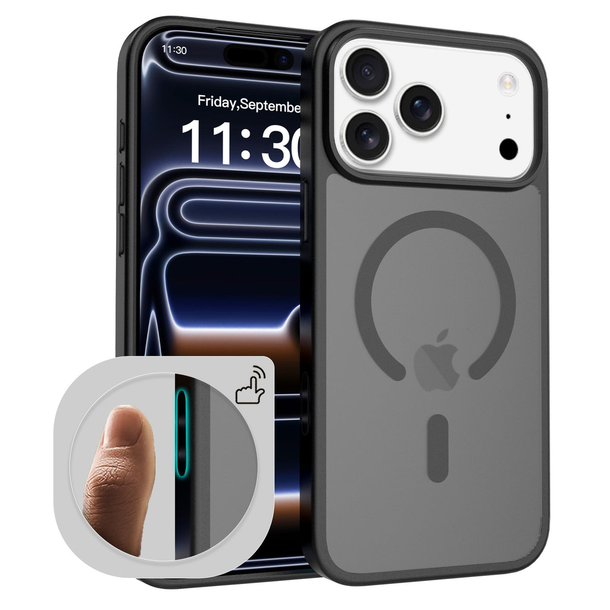 Sanfeng Skin-Feel Magnetic TPU Phone Case with Smart Button Cover, Anti-Fall Protective Slim Back Shell Compatible with iPhone 17 Air