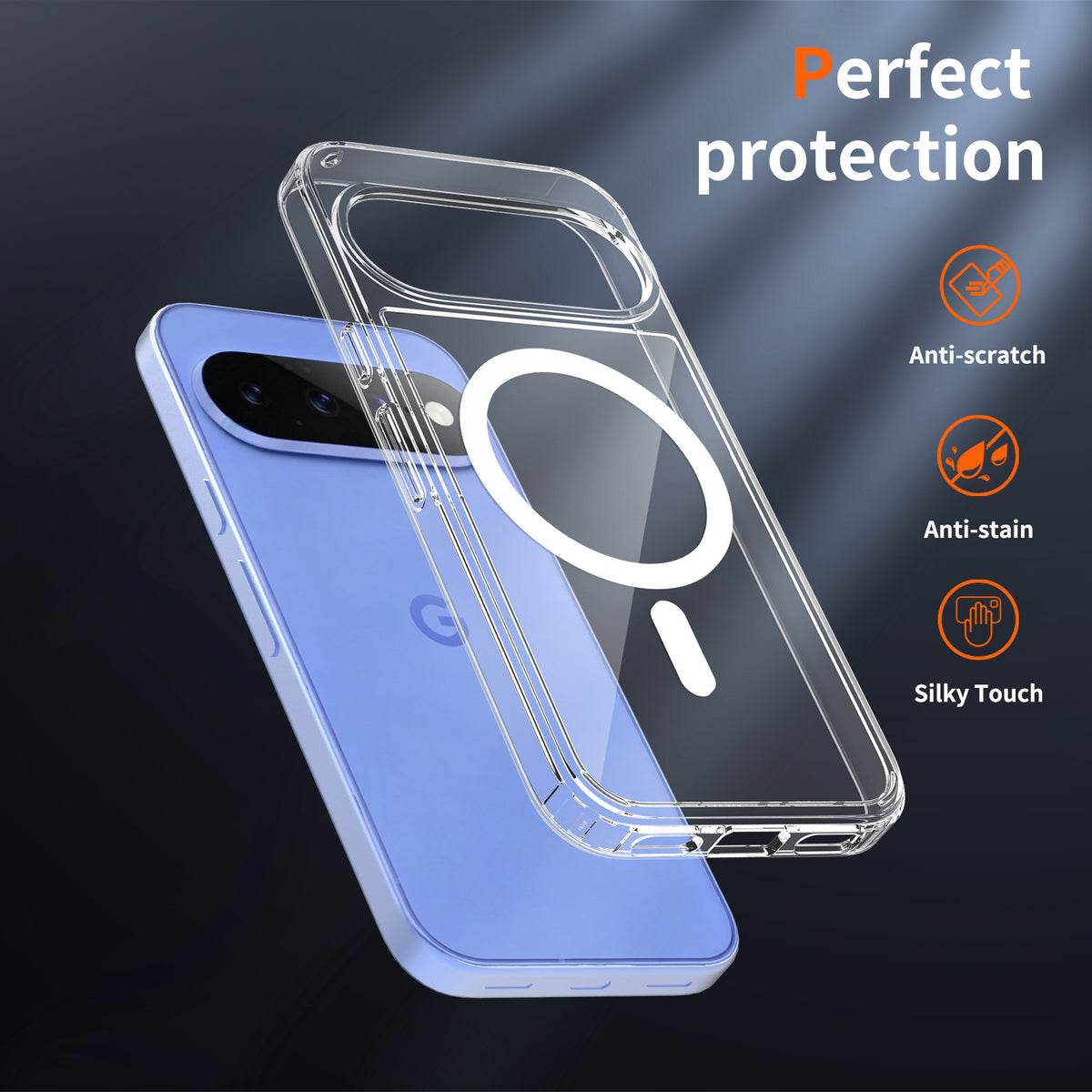 Magnetic Clear Phone Case for Google Pixel - Anti-Yellowing TPU Shockproof Protective Cover