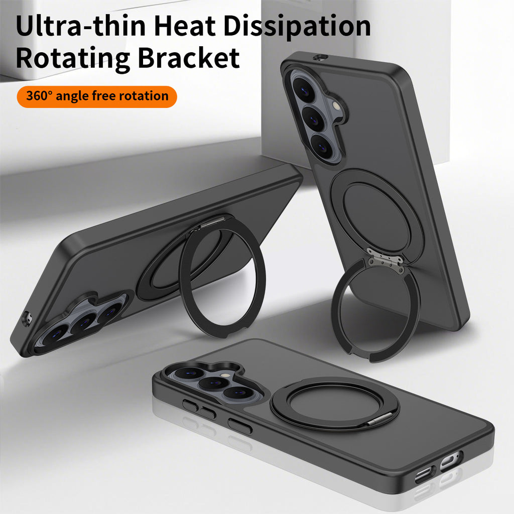 Magnetic Rotating Stand Case for Samsung Galaxy S25 S24 S23 Series, Frosted PC + TPU Anti-Drop Protective Cover