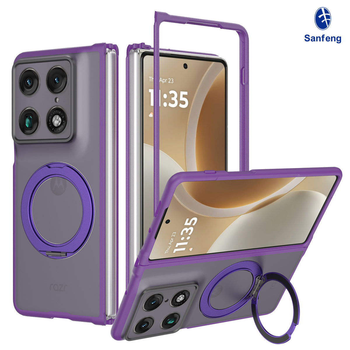Magnetic Matte Phone Case with Rotating Ring Stand for Motorola Moto Edge & Moto G Series, Shockproof TPU+PC Hybrid Protective Cover