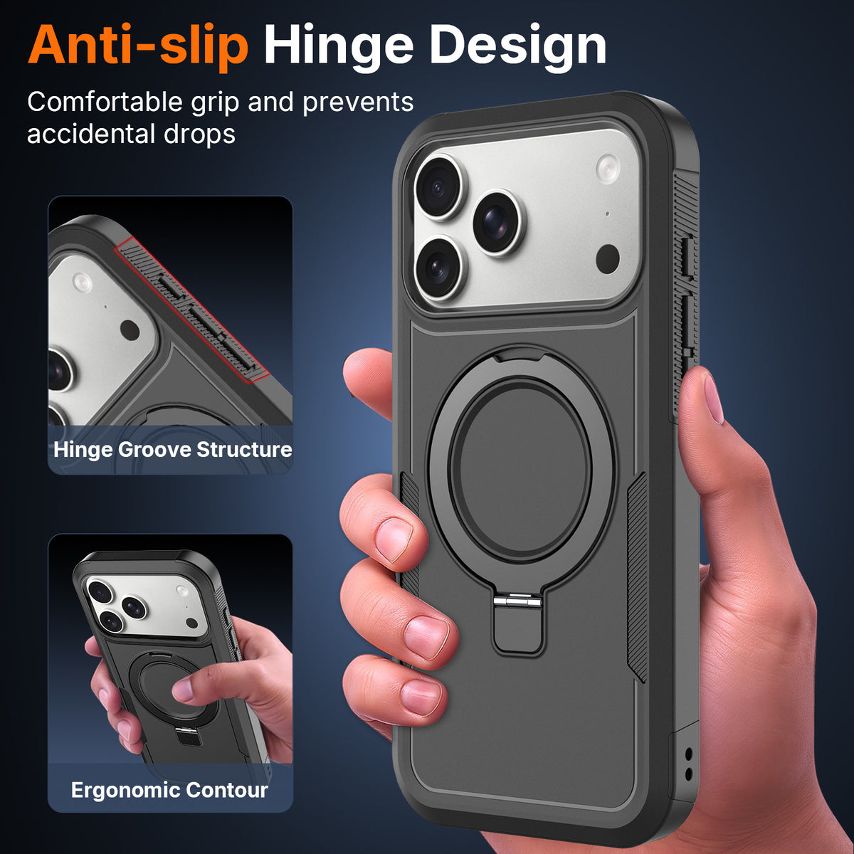 Sanfeng Magnetic Silicone Phone Case with Invisible Kickstand, Anti-Drop Protective Cover for iPhone