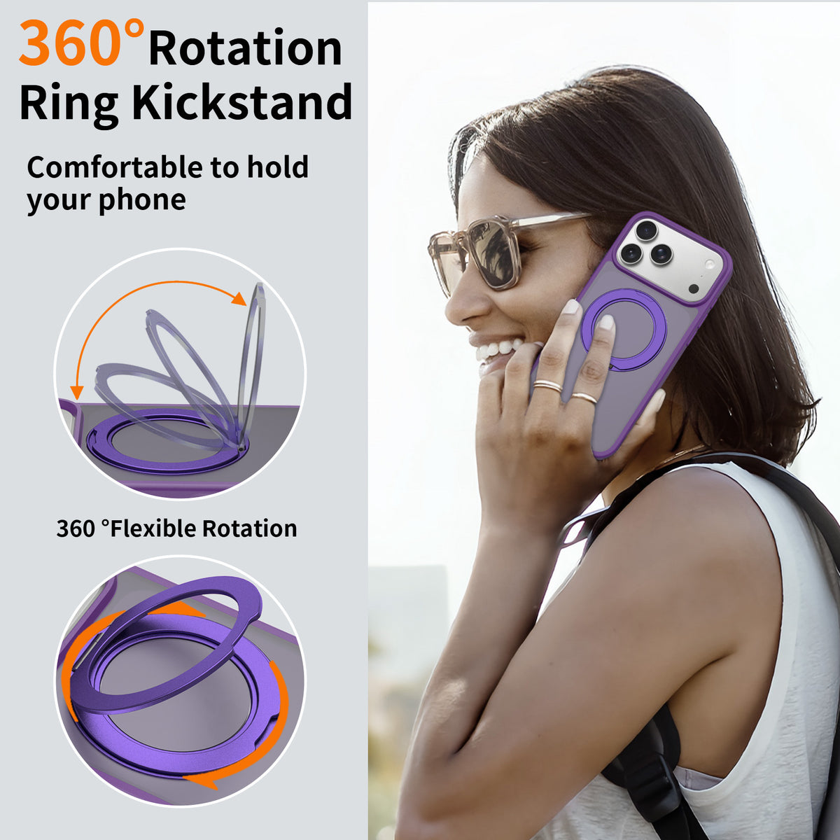 Magnetic Matte Phone Case with 360-Degree Stand and Camera Button for iPhone 17 Pro Max 16 Pro Shockproof TPU Cover
