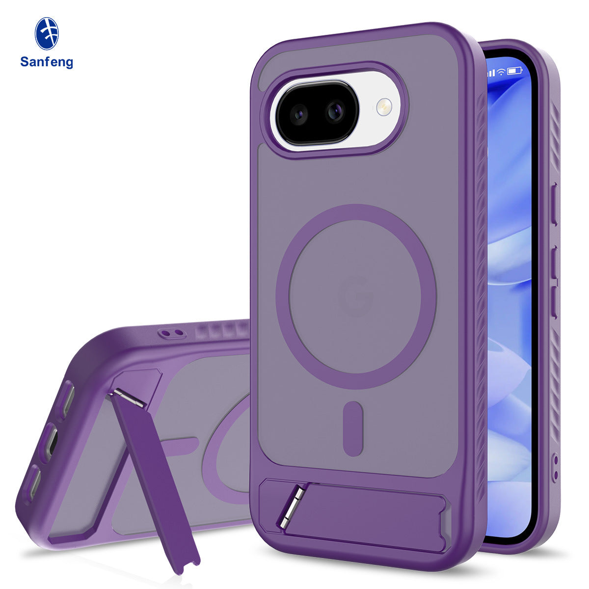 Magnetic Kickstand Phone Case, Frosted Matte 2-in-1 TPU+PC Shockproof Protective Cover with Invisible Bracket and Anti-Fingerprint Finish