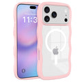 Magnetic Clear Phone Case with Wave Edge Frosted TPU 2-in-1 Protective Back Cover for iPhone 16 15 14 Series