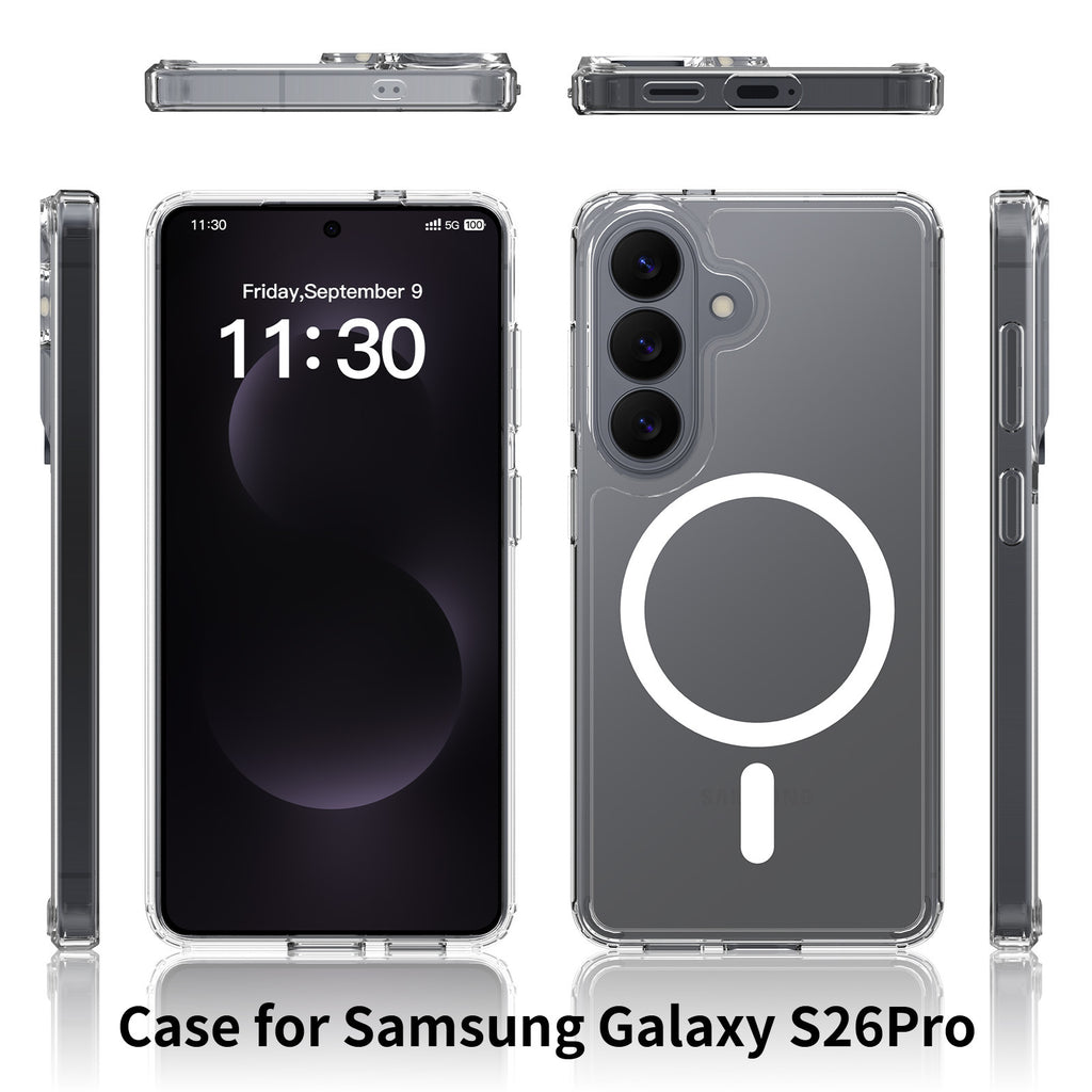 Clear Magnetic Case for Samsung Galaxy S24 Ultra, Shockproof TPU Protective Cover with Four-Corner Drop Protection