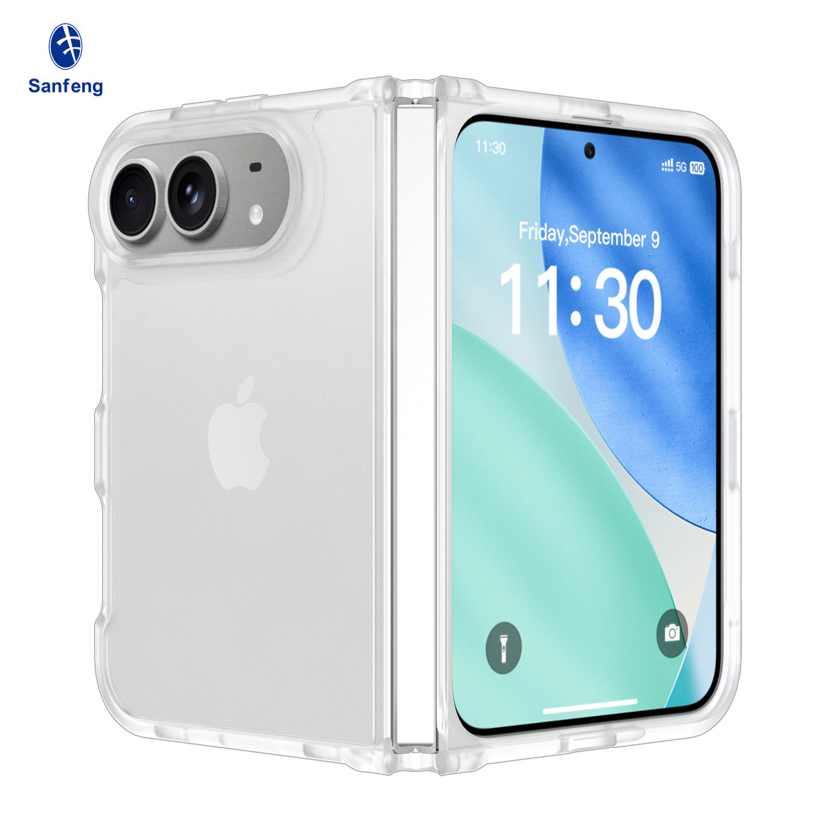 Sanfeng Matte Skin-Feel TPU Protective Case for iPhone, Semi-Transparent Anti-Fall Phone Cover