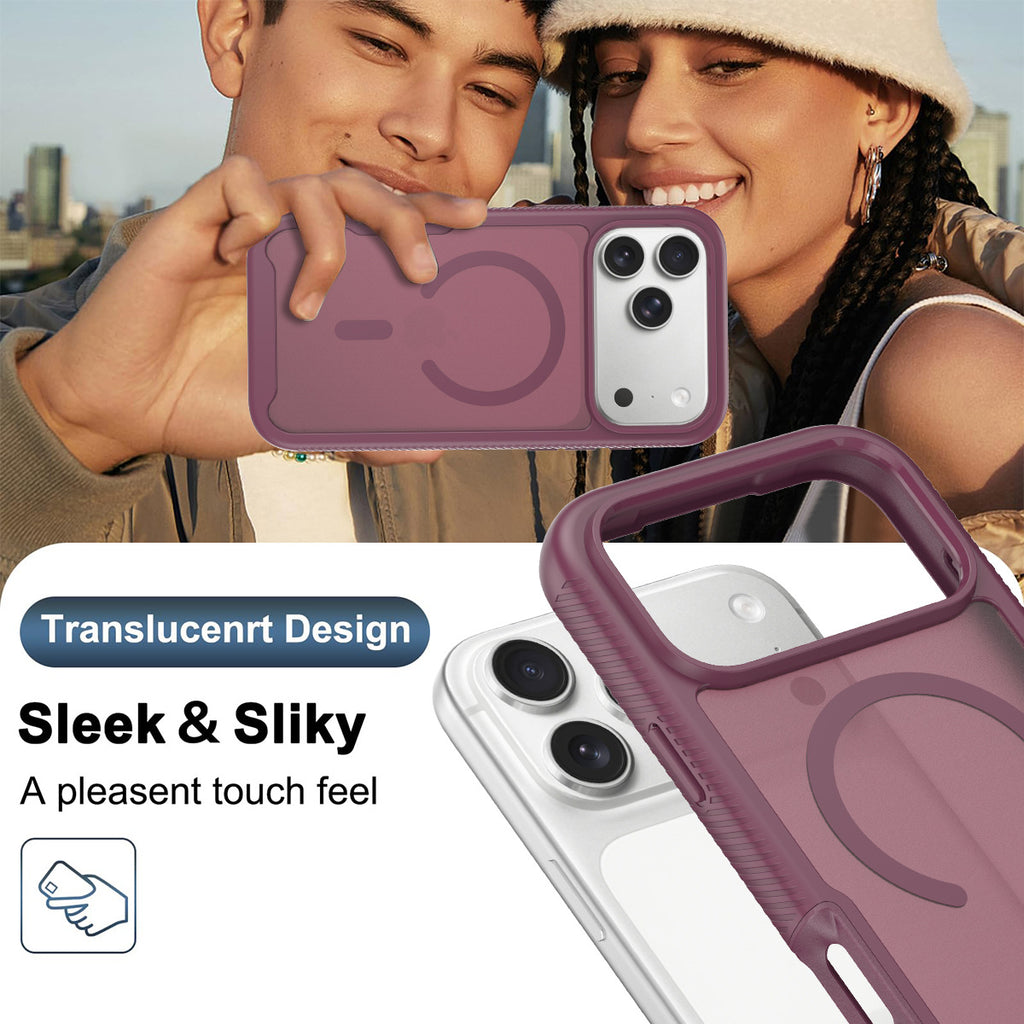 Magnetic Matte Semi-Transparent Skin-Feel Phone Case for iPhone, Anti-Fingerprint Anti-Drop Silicone Protective Cover