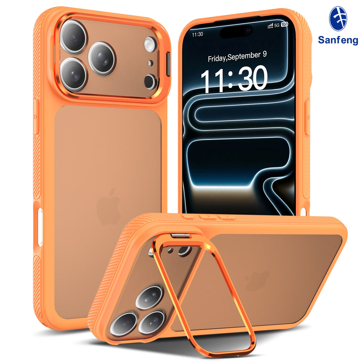 Matte TPU Phone Case with Camera Kickstand and Lanyard Hole for iPhone 16 Pro / iPhone 17 Air