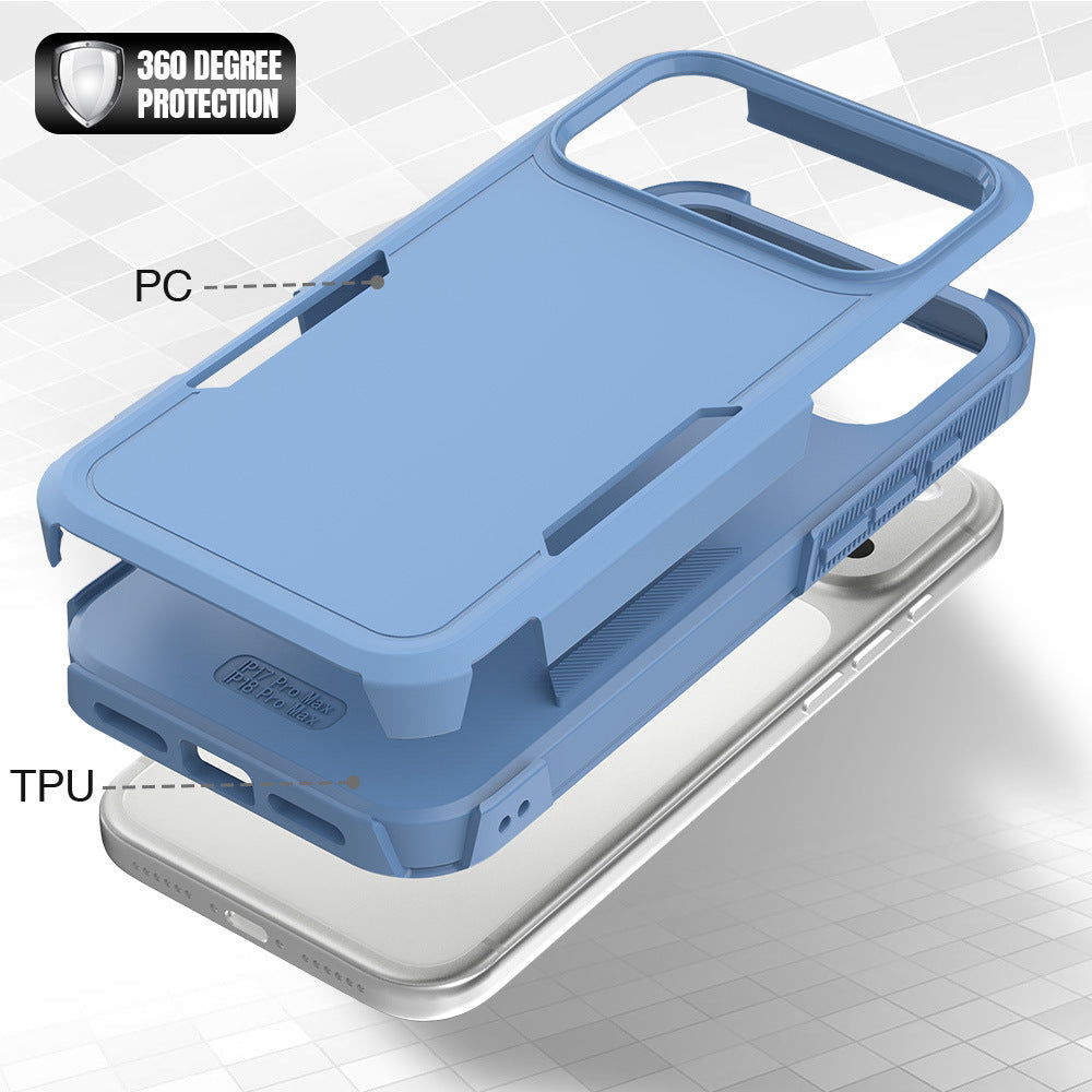 Sanfeng 2-in-1 Shockproof Matte Silicone Phone Case with Kickstand, Anti-Drop Protective Cover