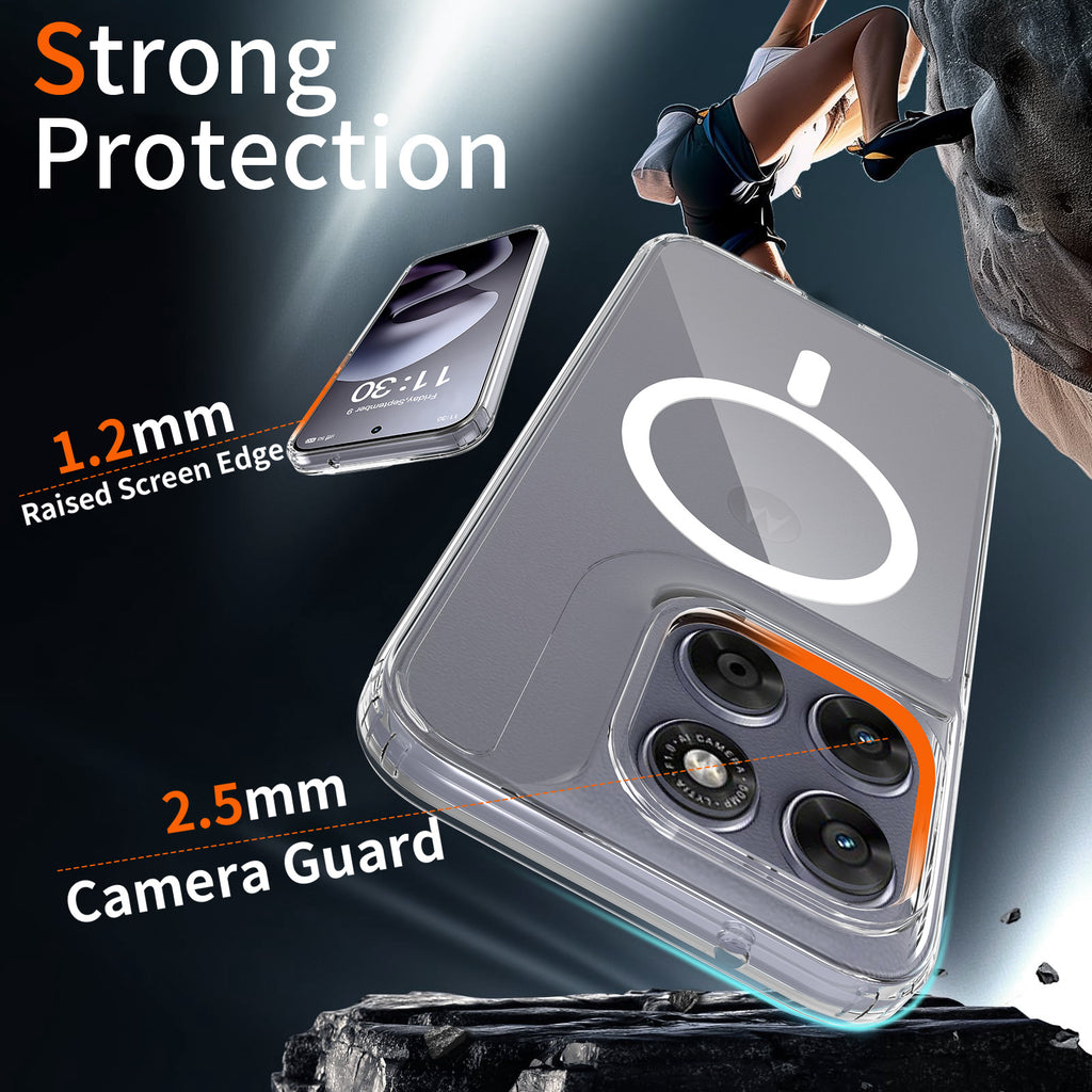 Transparent Magnetic Shockproof Case for Motorola Moto G & Edge Series, Slim 1.5mm Anti-Fingerprint TPU Protective Clear Cover