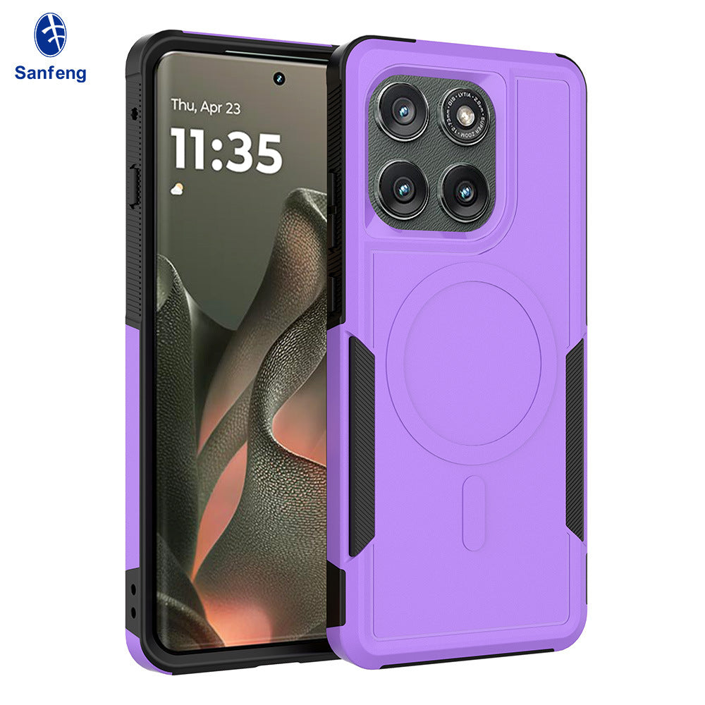 Sanfeng Magnetic 2-in-1 Anti-Drop Phone Case for Motorola Moto 2025 Edge 50 Pro Ultra G Play Power TPU+PC Protective Cover