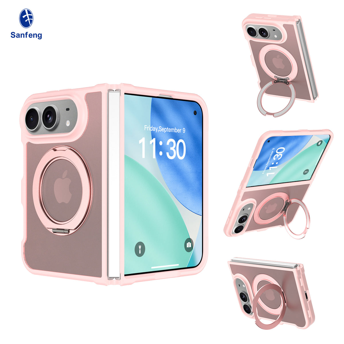 Magnetic Folding Phone Case for iPhone 18 Fold Duo, Skin-Feel TPU Protective Cover with Stand