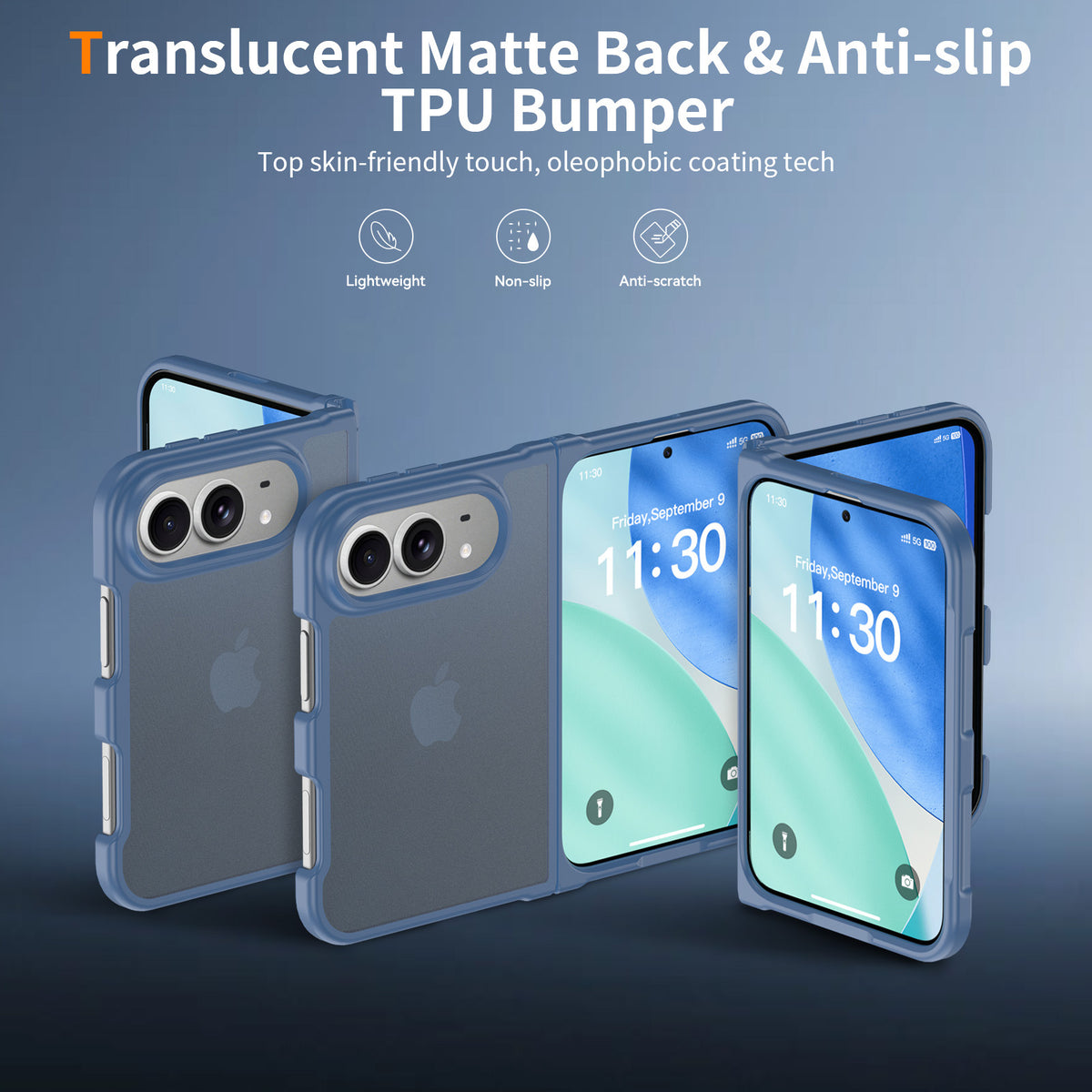Sanfeng Matte Skin-Feel TPU Protective Case for iPhone, Semi-Transparent Anti-Fall Phone Cover