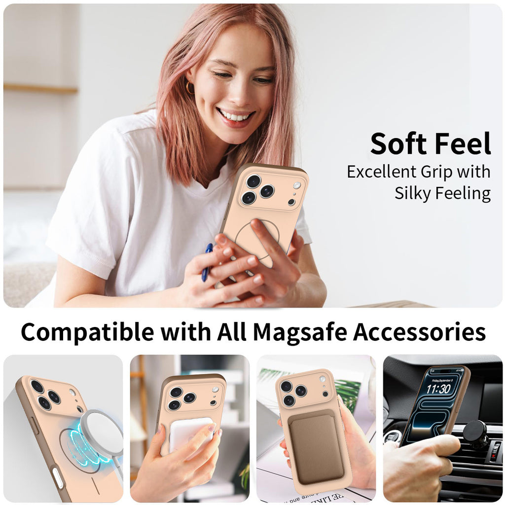 Matte Magnetic Phone Case for iPhone 16 & 17 Series, Two-in-One TPU Protective Cover with Lanyard Hole, Brown Dual-Tone