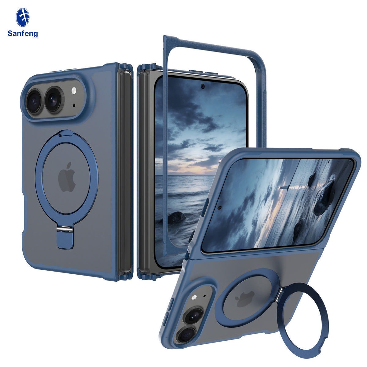 Magnetic Matte Phone Case for iPhone with Rotating Invisible Kickstand, Shockproof TPU Protective Cover