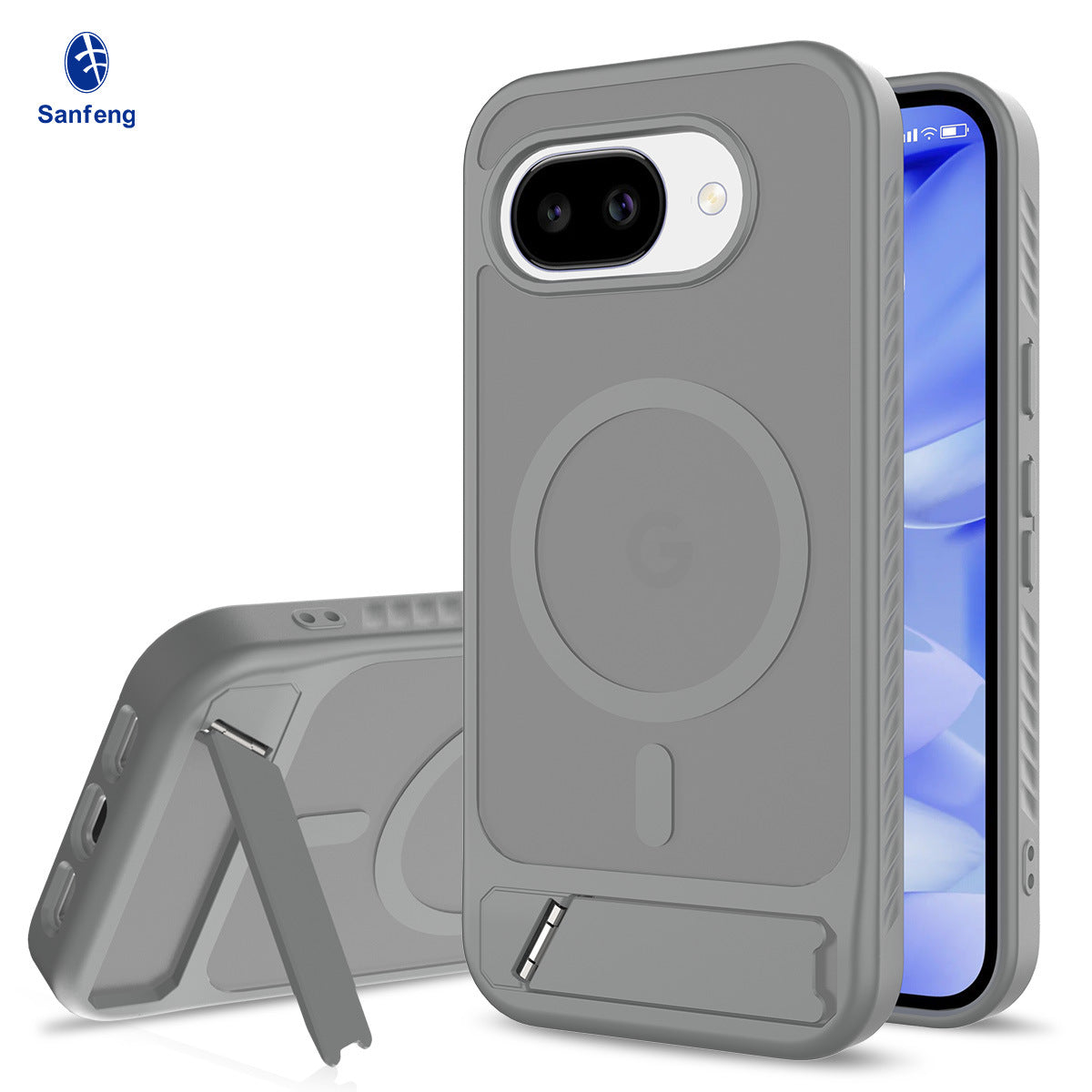 Magnetic Kickstand Phone Case, Frosted Matte 2-in-1 TPU+PC Shockproof Protective Cover with Invisible Bracket and Anti-Fingerprint Finish