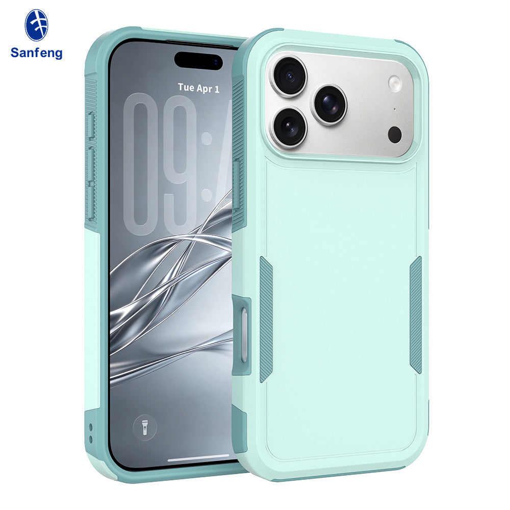 Sanfeng 2-in-1 Shockproof Matte Silicone Phone Case with Kickstand, Anti-Drop Protective Cover